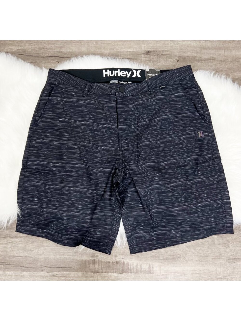 Hurley Mens 38 Black Gray Hybrid Walkshorts